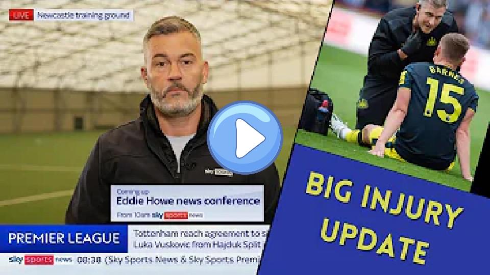 Video thumb: Injury Blow! Full Details as Newcastle’s Harvey Barnes Faces Months on the Sidelines.