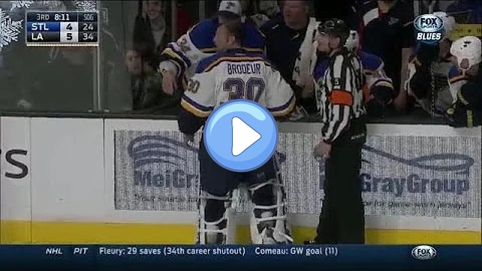 Play video: Brodeur loses the puck in his equipment. Video thumb: Brodeur loses the puck in his equipment.