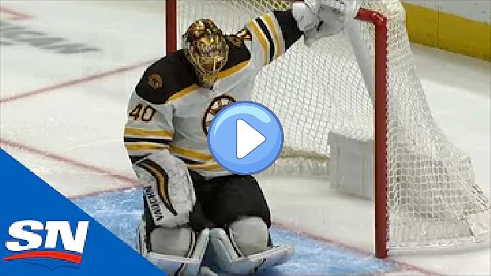 Video thumb: Tuukka Rask Takes Errant Fist to the Head from Emil Bemstrom, Leaves for Concussion Protocol