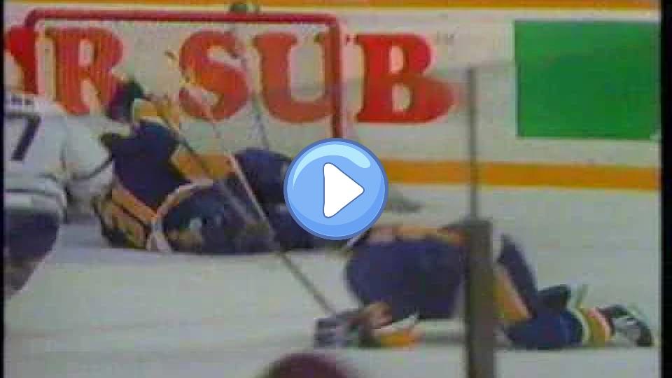 Video thumb: Wendel Clark hits Curtis Joseph in the face with a slap shot - 1993 playoffs