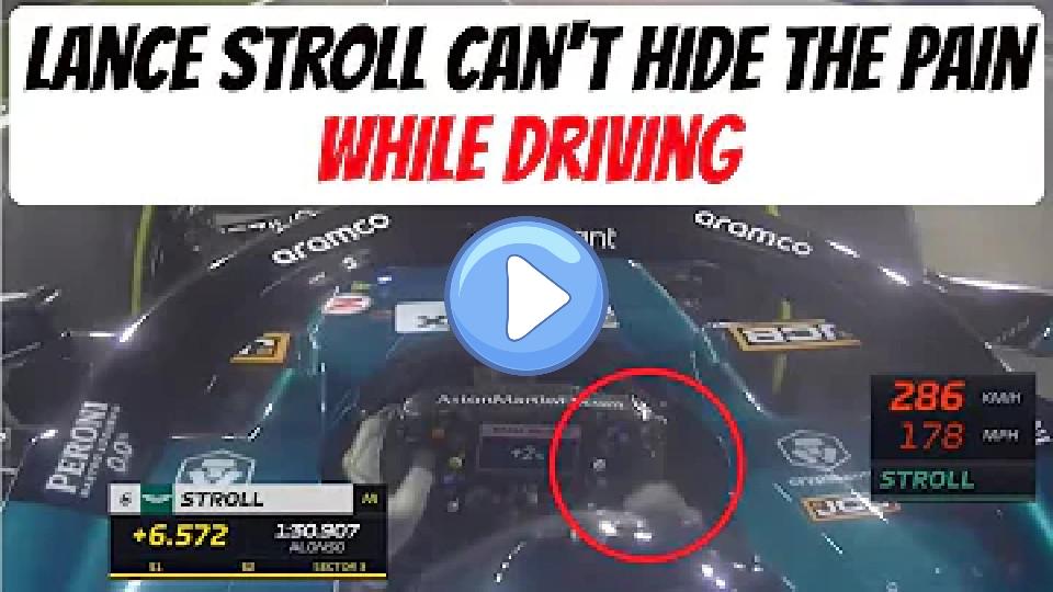 Video thumb: Lance Stroll can't hide the pain while driving FP2 at the Bahrain GP.