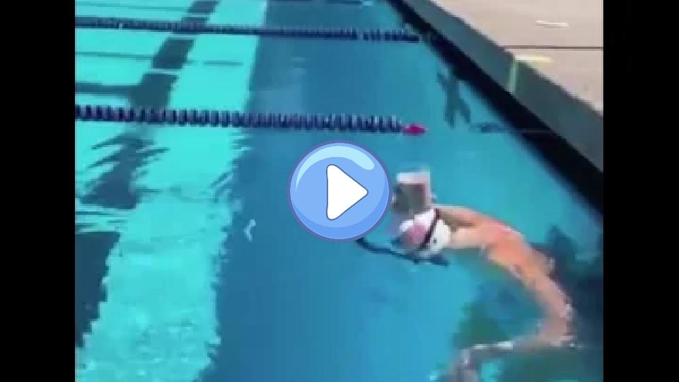 Video thumb: Olympic Gold Medalist Katie Ledecky Swims with a Cup of Chocolate Milk on Her Head