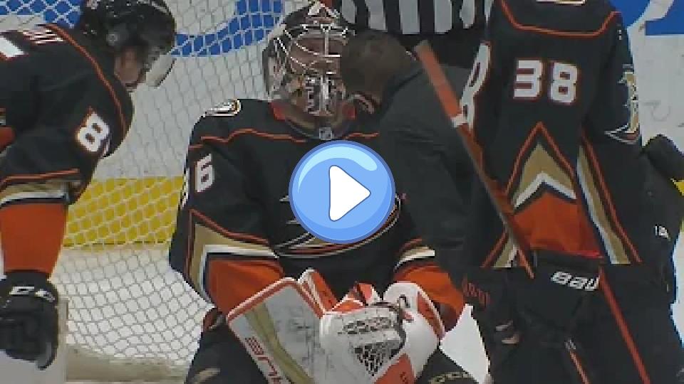 Play video: John Gibson Is Shaken Up After Shot Hits Below The Belt Video thumb: John Gibson Is Shaken Up After Shot Hits Below The Belt