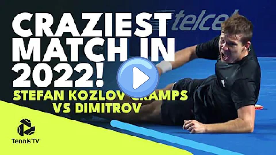 Video thumb: The Craziest Tennis Match of 2022 So Far! Cramping Stefan Kozlov Somehow Beats Dimitrov in Acapulco
