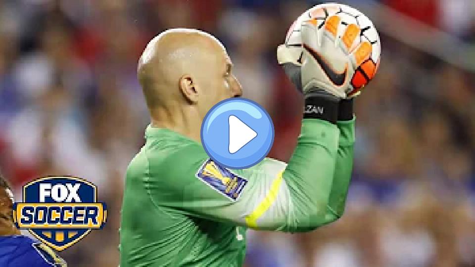 Play video: USA goalkeeper Brad Guzan is quite skilled with his left foot | FOX SOCCER Video thumb: USA goalkeeper Brad Guzan is quite skilled with his left foot | FOX SOCCER