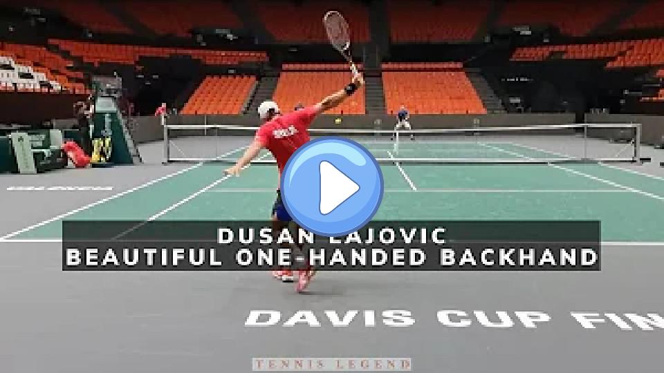 Video thumb: Dušan Lajović's magnificent one-handed backhand (Practice Davis Cup 2023)