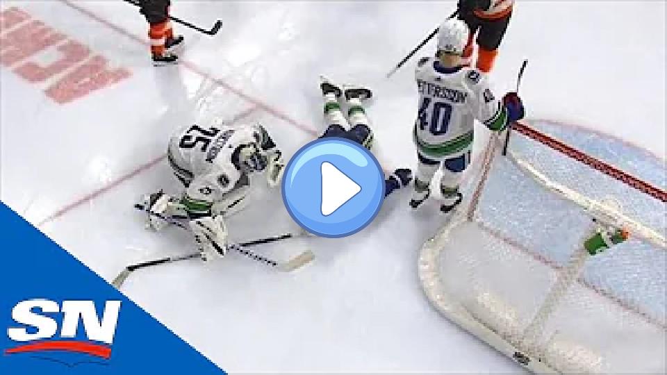 Video thumb: Canucks’ Alexander Edler Stretchered Off After Landing Face-First on the Ice