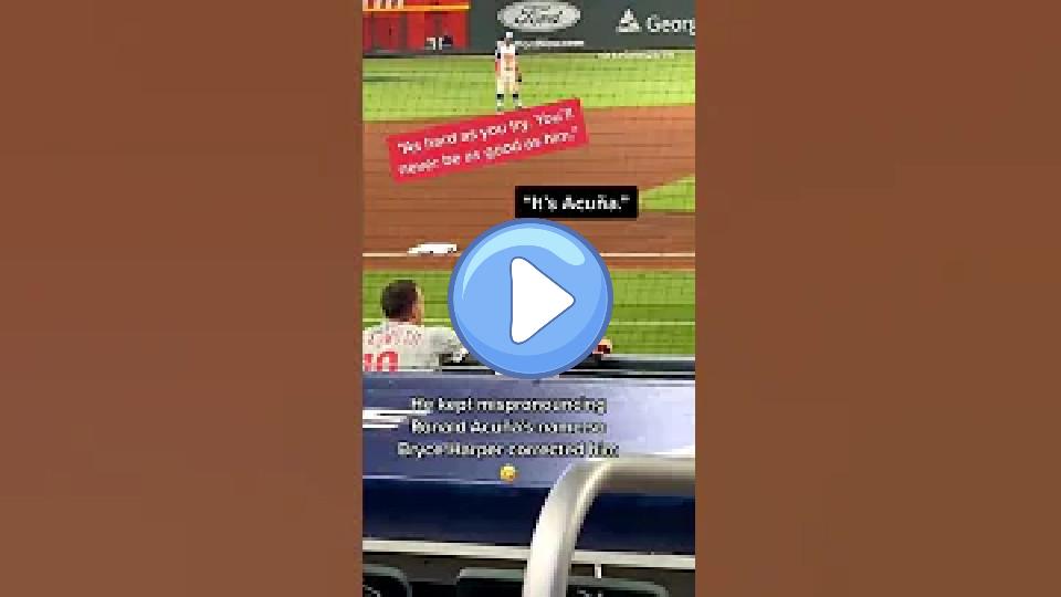 Video thumb: Bryce had to make sure that Acuña was being heckled properly 🤣 #shorts