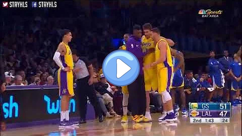 Play video: Brook Lopez Injury: Lakers vs. Warriors Video thumb: Brook Lopez Injury: Lakers vs. Warriors