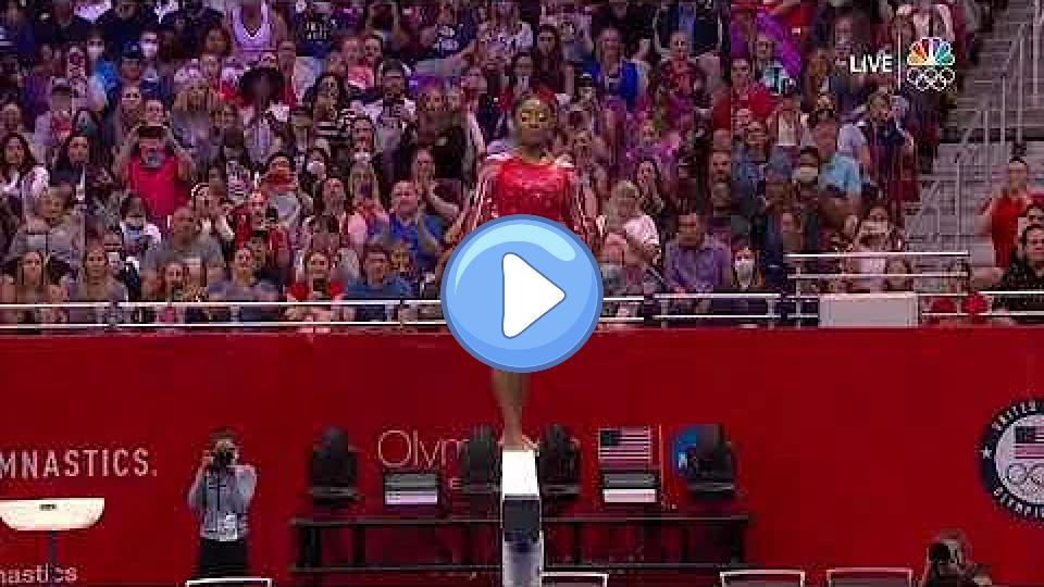 Video thumb: Simone Biles Beam Fall and Tears 2021 Olympic Trials Day 2