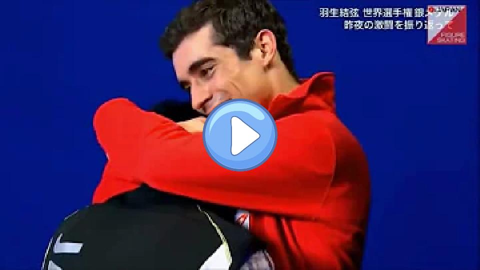 Play video: Javier Fernandez gives the best hugs to Yuzuru Hanyu. Video thumb: Javier Fernandez gives the best hugs to Yuzuru Hanyu.