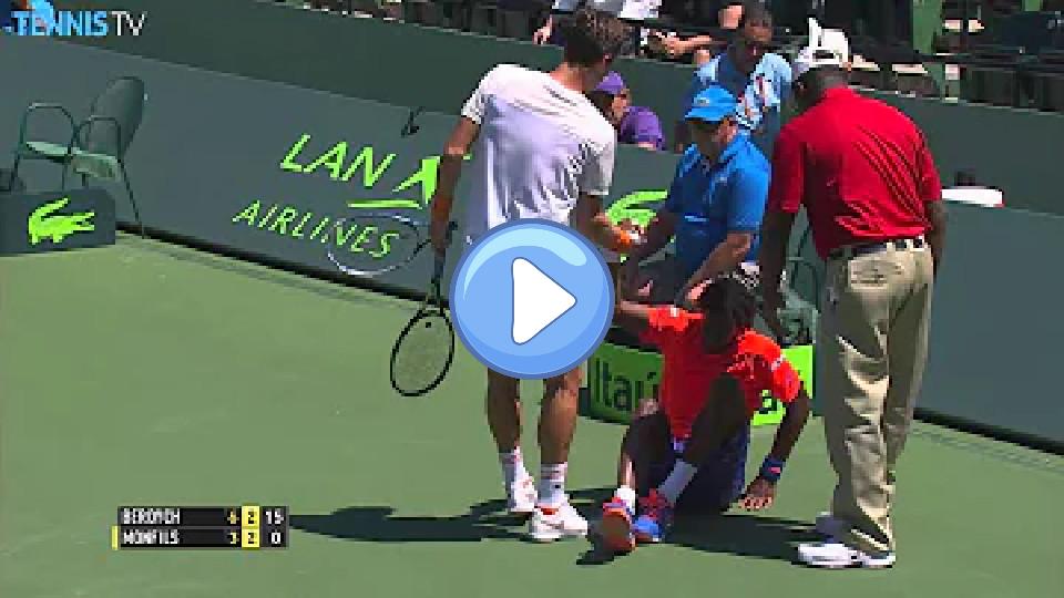 Video thumb: 2015 Miami Open - Gael Monfils suffers a bad fall while playing against Tomas Berdych