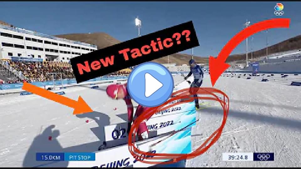 Video thumb: Bolshunov throws ski pole at Klaebo's skis - Olympics 2022