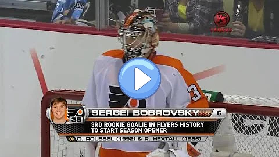 Video thumb: Sergei Bobrovsky's first NHL game full highlights (2010) - He stopped Malkin and Crosby and secured the win.