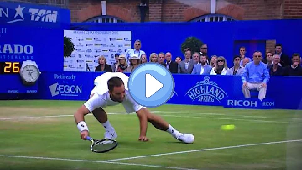 Play video: Viktor Troicki injures shoulder at Queen's Video thumb: Viktor Troicki injures shoulder at Queen's