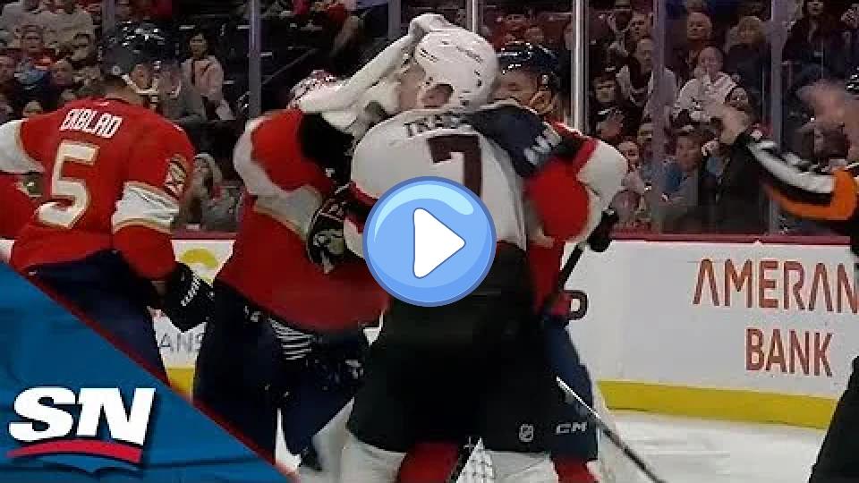 Video thumb: Sergei Bobrovsky Throws Punches at Brady Tkachuk as Brother vs. Brother Heats Up