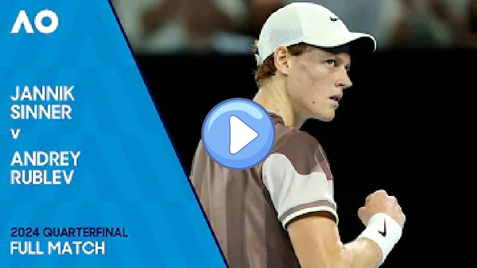 Video thumb: Jannik Sinner vs Andrey Rublev Full Match | Australian Open 2024 Quarterfinal