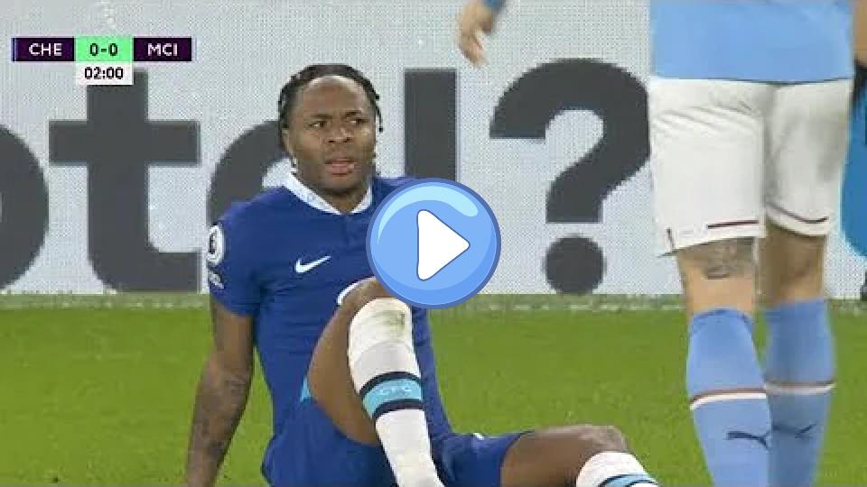 Video thumb: Raheem Sterling Injury vs Man City | Chelsea vs Man City | 0-0 |
