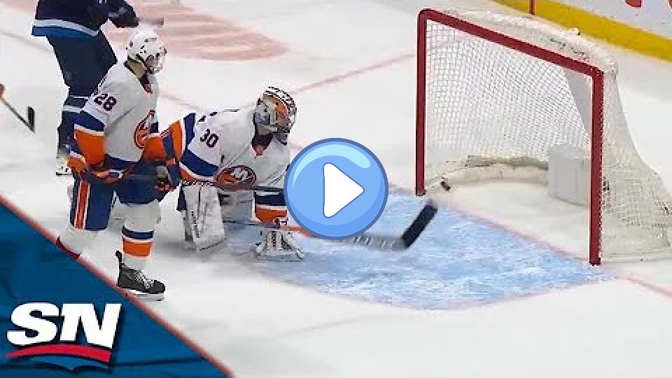 Video thumb: Jets' Neal Pionk Scores on Open Net After Islanders' Ilya Sorokin Loses Skate Blade