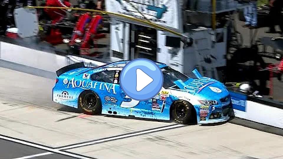 Video thumb: Kahne takes a frightening slide into the pit road wall.