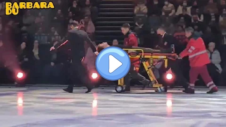 Video thumb: Evgeny Semenenko is taken off the rink on a stretcher after falling from a quadruple jump.