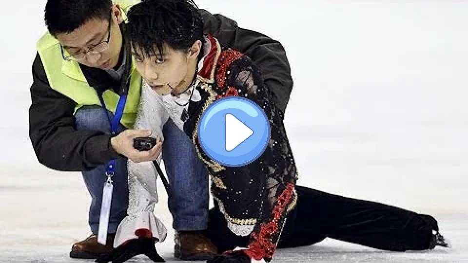 Video thumb: Hanyu's Scary Crash with Yan Han
