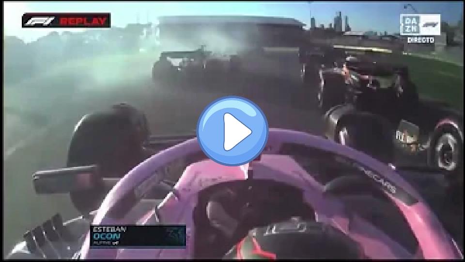 Video thumb: The accident between Pierre Gasly and Esteban Ocon at the #AustralianGP 2023