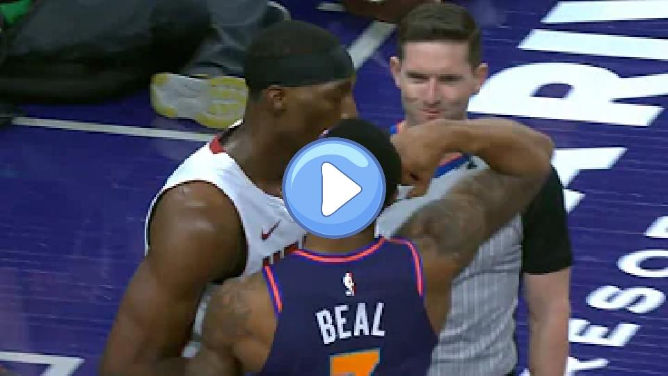 Video thumb: Bradley Beal and Bam Adebayo have a flex-off after a foul, making the ref laugh 😂