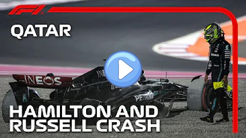 Video thumb: Hamilton and Russell Crash on Opening Lap | 2023 Qatar Grand Prix