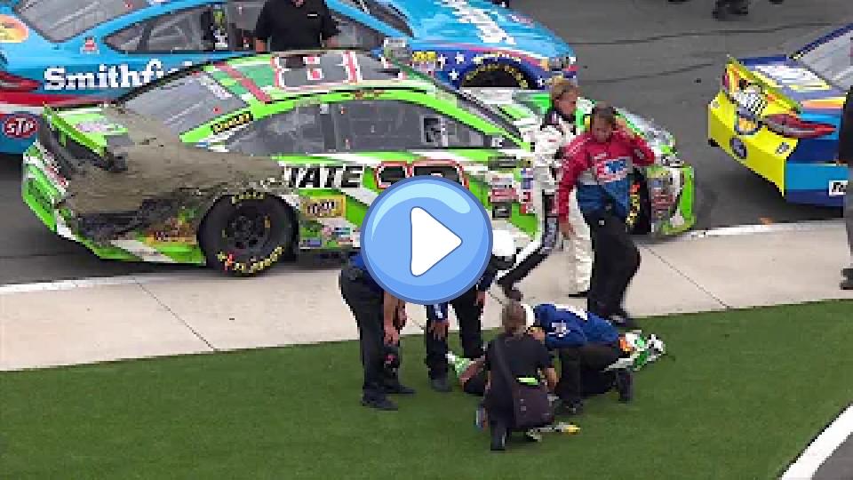 Video thumb: Kyle Busch receives medical attention after a grueling race.