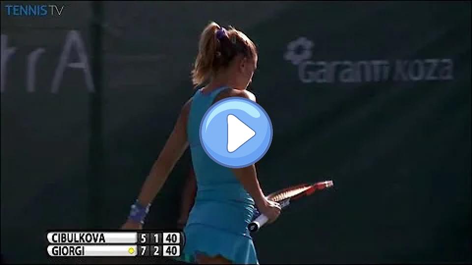 Video thumb: Camila Giorgi smashed her racquet in frustration after an umpire error.