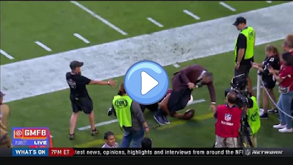 Video thumb: Kurt Warner gets knocked down by Cardinals WR Larry Fitzgerald. Was it staged?