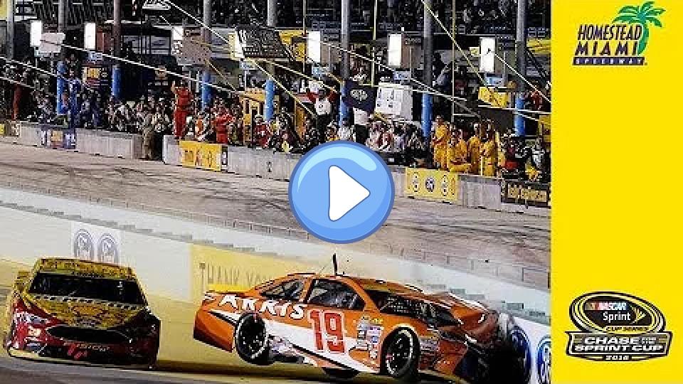 Video thumb: Edwards and Logano tangle with 10 laps to go, collecting several drivers.