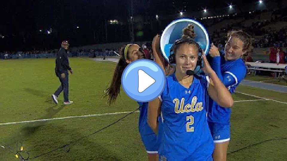 Video thumb: UCLA's Ashley Sanchez gets dunked after her game-winning goal against USC in overtime