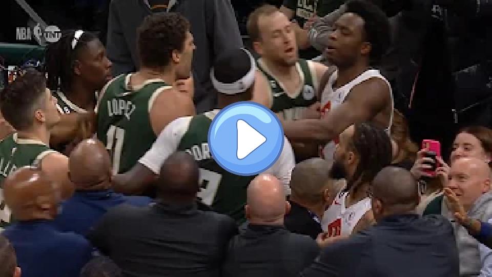 Video thumb: Brook Lopez gets ejected for taking Gary Trent Jr.'s headband and fighting OG Anunoby 👀