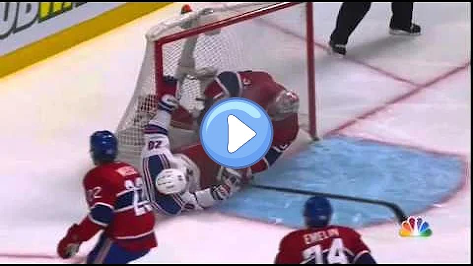 Play video: Chris Kreider falls on a breakaway and goes skates-first into Carey Price. Video thumb: Chris Kreider falls on a breakaway and goes skates-first into Carey Price.