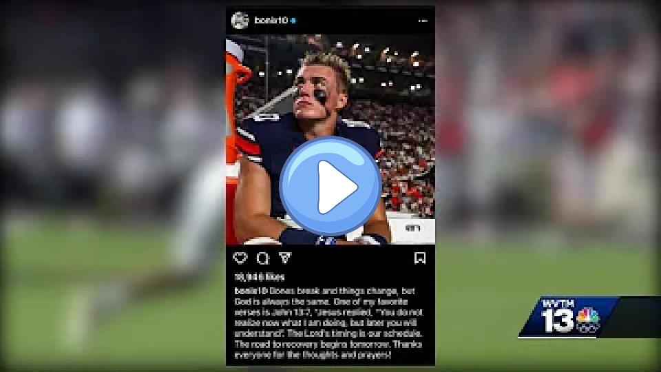 Video thumb: Auburn quarterback Bo Nix confirms a broken ankle on social media