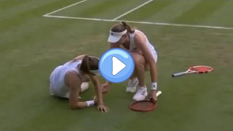 Video thumb: Elena Rybakina rushes to the aid of her opponent, Alize Cornet!