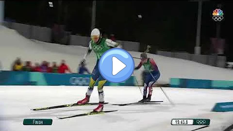 Video thumb: Best call of the 2018 Olympics: Jessie Diggins wins gold with an incredible comeback on the Klabo Bakken!