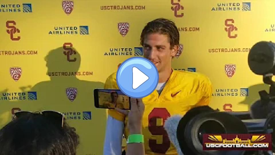 Video thumb: USC QB Kedon Slovis says he felt good returning to practice after a neck injury.