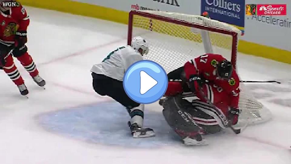 Video thumb: Blackhawks goalie Corey Crawford suffers concussion after head hits post