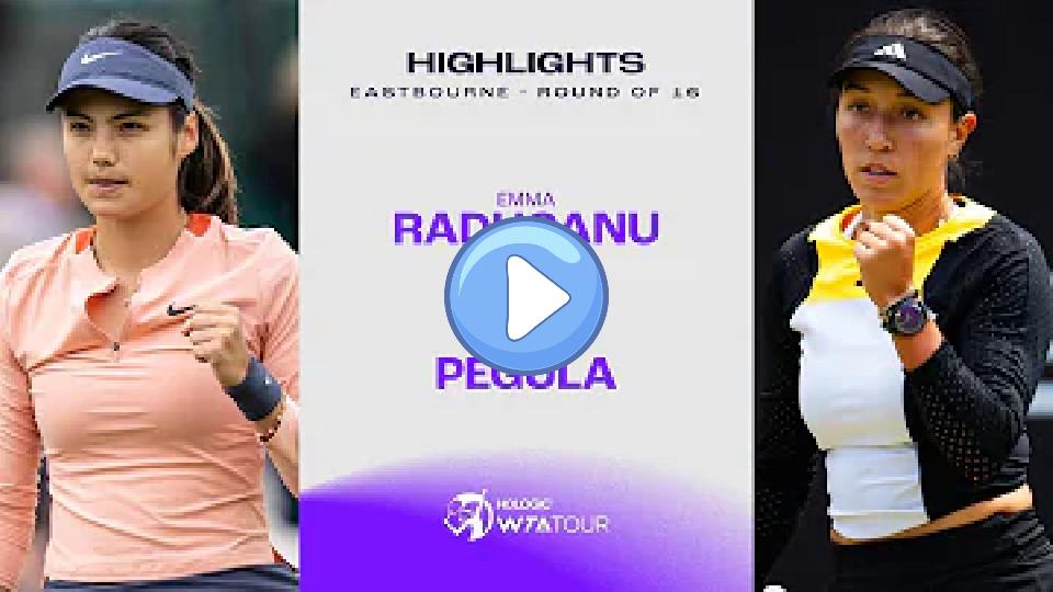 Play video: Emma Raducanu vs. Jessica Pegula | 2024 Eastbourne Round of 16 | WTA Match Highlights Video thumb: Emma Raducanu vs. Jessica Pegula | 2024 Eastbourne Round of 16 | WTA Match Highlights