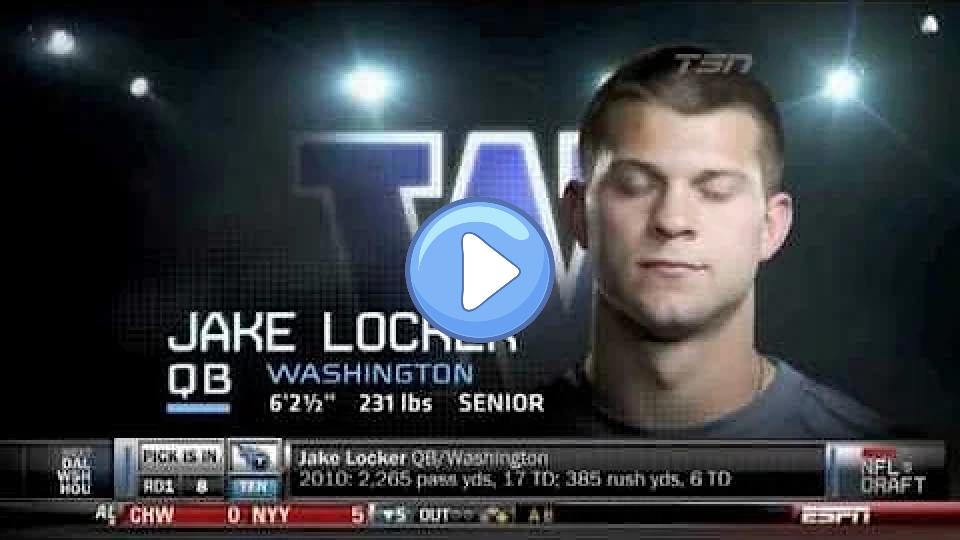 Video thumb: 2011 NFL Draft - 1st Round - Tennessee Titans - Jake Locker - 