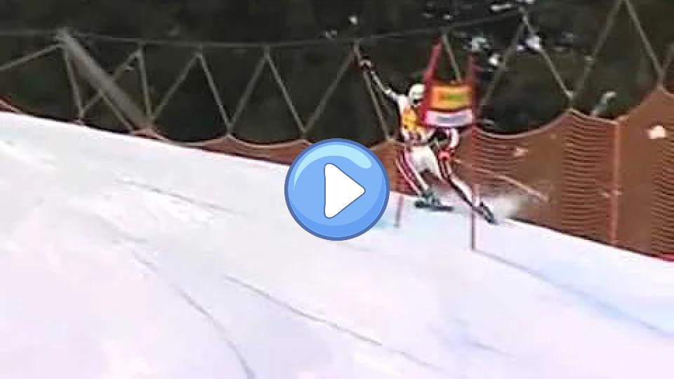 Video thumb: Yannick Bertrand takes a slalom gate to the groin.