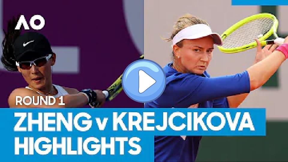 Video thumb: Saisai Zheng vs. Barbora Krejcikova Match Highlights (1st Round) | Australian Open 2021