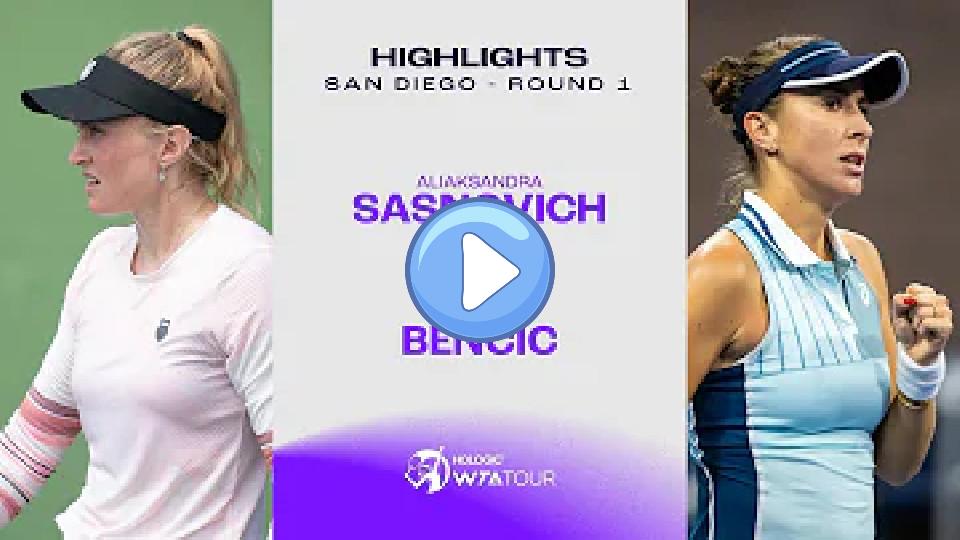 Play video: Aliaksandra Sasnovich vs. Belinda Bencic | 2023 San Diego Open Round 1 | WTA Match Highlights Video thumb: Aliaksandra Sasnovich vs. Belinda Bencic | 2023 San Diego Open Round 1 | WTA Match Highlights
