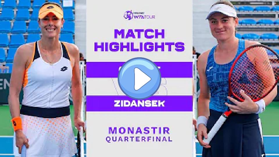 Play video: Alizé Cornet vs. Tamara Zidansek | 2022 Monastir Quarterfinals | WTA Match Highlights Video thumb: Alizé Cornet vs. Tamara Zidansek | 2022 Monastir Quarterfinals | WTA Match Highlights