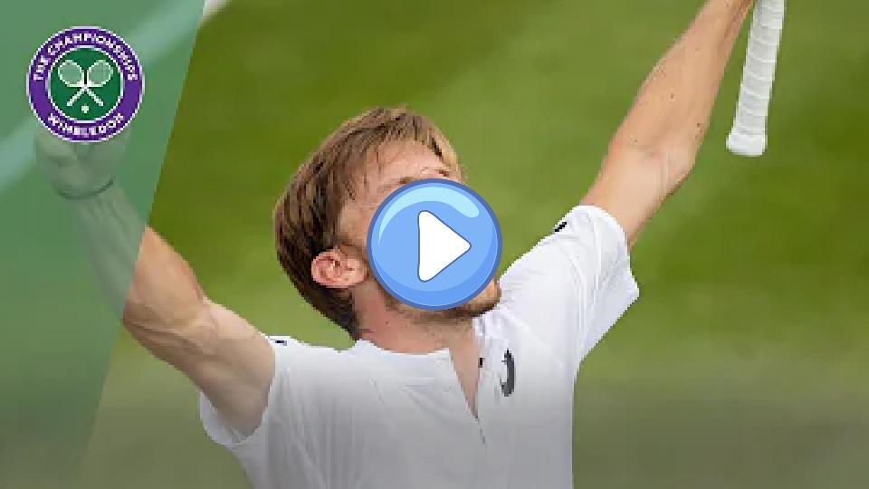 Video thumb: David Goffin wins two incredible points in a row to defeat Daniil Medvedev at Wimbledon 2019.