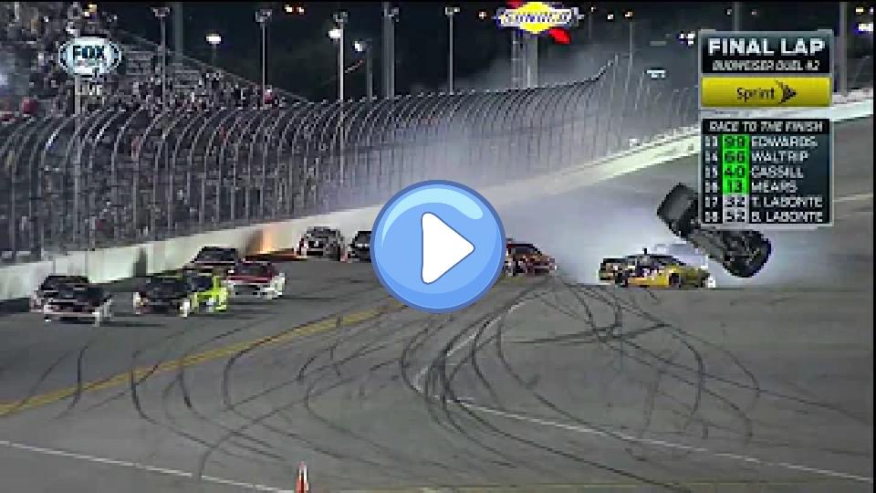 Play video: The 2014 Budweiser Duels at Daytona featured a dramatic finish, highlighted by Clint Bowyer's flip crash. Video thumb: The 2014 Budweiser Duels at Daytona featured a dramatic finish, highlighted by Clint Bowyer's flip crash.