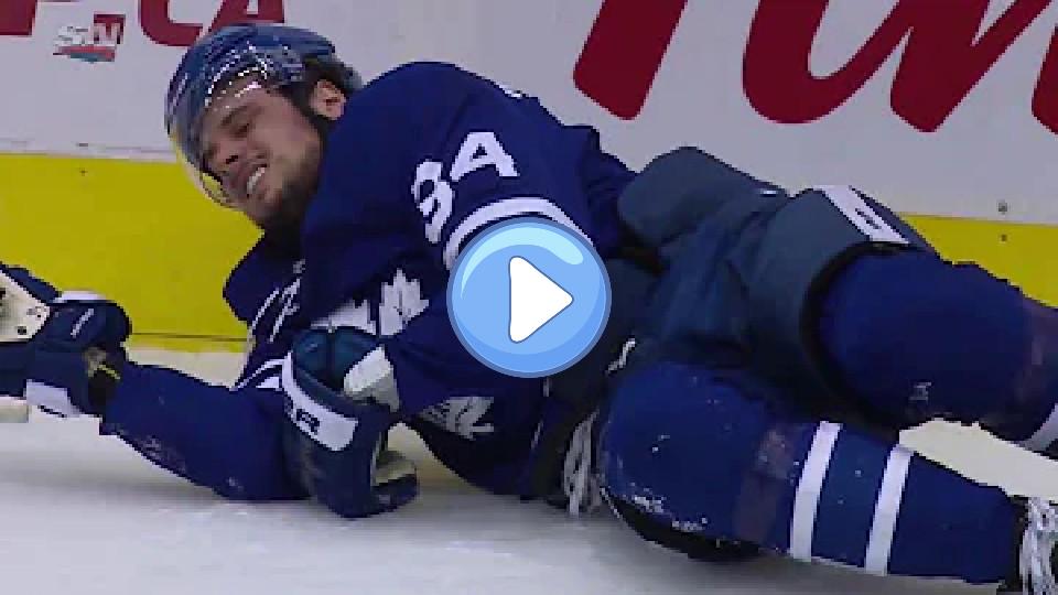 Video thumb: Matthews crashes hard into the boards.